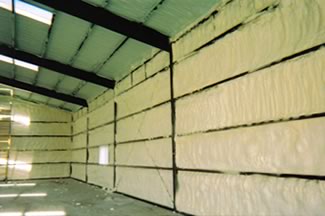 Open Cell insulation in a metal building.