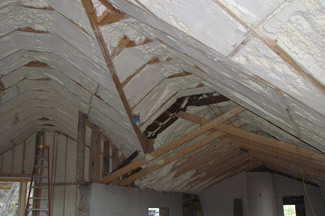 Open Cell insulation in a metal building.